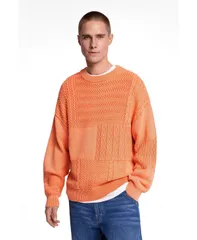 デジグアル メンズ アウター ニット・セーター Desigual Mens Plain knit sweater LightPastel Orange 835 オレンジのサムネイル