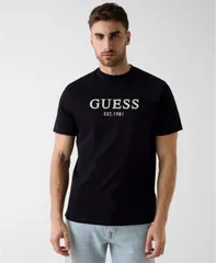 ゲス メンズ トップス Tシャツ 半袖 刺繍 ロゴ GUESS MenshortSleeve Guelogo Embroidered TShirt Jet black ブラック