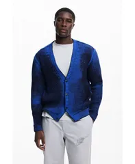 デジグアル メンズ アウター ニット・セーター セーター カーディガン Desigual Mens Gradient cardigan sweater Dark blue ブルーのサムネイル
