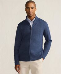 美品 ITALY《クルチアーニ》ニットブルゾン(48)紺 ドライバーズニット 