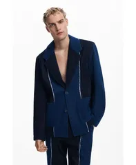 デジグアル メンズ アウター ジャケット・ブルゾン ブレザー Desigual Mens Blazer with combined seams Navy blue ネイビーのサムネイル