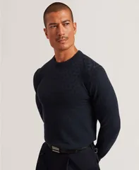 テッドベーカー メンズ アウター ニット・セーター クルーネック セーター Ted Baker Mens Sainsy T Stitch Crewneck Sweater Navy ネイビーのサムネイル