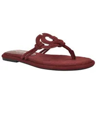 ゲス レディース シューズ サンダル カットアウト GUESS Womens Saime Embellished G Cutout Flat Thong Sandals Cordovan Red Jaのサムネイル