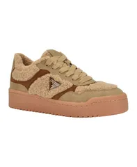 ゲス レディース シューズ スニーカー プラットフォーム レース GUESS Womens Miram Platform LaceUp Court Sneakers Brown Faux Fur Muのサムネイル
