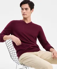 アルファニ メンズ アウター ニット・セーター Vネック セーター コットン Alfani Mens Solid VNeck Cotton Sweater Port Royal Heather ヘザーのサムネイル