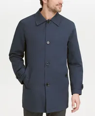 コールハーン メンズ アウター ジャケット・ブルゾン コート Cole Haan Mens ButtonFront Water Resistant Rain Coat Navy ネイビーのサムネイル