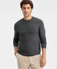 アルファニ メンズ アウター ニット・セーター クルーネック 長袖 Alfani Mens LongSleeve Merino Exposed Raglan Textured Crewneck Sweのサムネイル