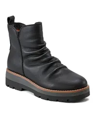 アース レディース シューズ ブーツ・レインブーツ ギャザー ブーツ Earth Womens Yonder Waterproof Ruched Lug Sole Boots Black Leatheのサムネイル