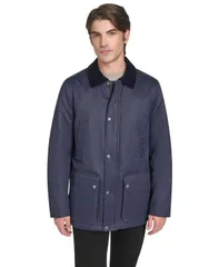 コールハーン メンズ アウター ジャケット・ブルゾン コーデュロイ シャツ Cole Haan Mens CorduroyShirtCollar Waxed Rain Jacket Navy ネイビーのサムネイル
