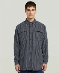 ジースター メンズ トップス シャツ GStaraw Menstripe ButtonUp RegularFit Shirt Rinsed Rope Stripe ストライプのサムネイル