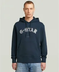 ジースター メンズ アウター パーカー・スウェット 刺繍 ロゴ グラフィック GStaraw Mens Embroidered Logo Graphic Hoodie Patriot Blue ブルーのサムネイル