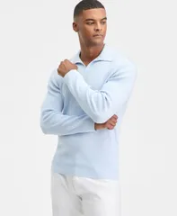 アルファニ メンズ アウター ニット・セーター ポロシャツ リブ Alfani Mens Long Sleeve Ribbed Johnny Collar Polo Sweater Blue Clouのサムネイル