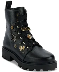 カール ラガーフェルド レディース シューズ ブーツ・レインブーツ KARL LAGERFELD PARIS Makenzie Combat Booties Black ブラックのサムネイル