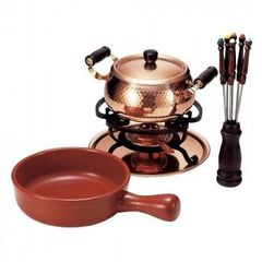 新光金属 高級 銅製 調理器具COPPER 100 両手鍋 フォンデュセット