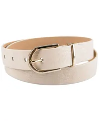 カルバンクライン レディース アクセサリー ベルト Calvin Klein Womens Rounded Buckle Trouser Pant Dress Belt Naturalのサムネイル
