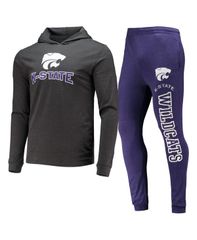 コンセプツ スポーツ メンズ トップス Tシャツ パンツ パーカー Conceptsport Mens Purple and Charcoal Kansastate Wildcats Meter Lo
