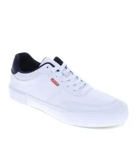 リーバイス メンズ シューズ スニーカー レザー Levis Mens Munro FauxLeather Retro Low Top Sneakers White Navy ホワイトのサムネイル