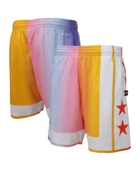 ミッチェルネス メンズ ボトムス ハーフパンツ・ショーツ ショートパンツ Mitchell Ness Mens x Uninterrupted White Yellow New York Nets Hのサムネイル