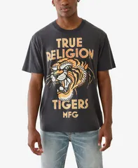 トゥルーレリジョン メンズ トップス Tシャツ ヴィンテージ シャツ True Religion Mens Tiger Vintage Short Sleeve TShirt Jet black ブラ