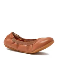 ランズエンド レディース シューズ パンプス レザー Lands End Womens Comfort Slip On Leather Ballet Flats Cognacのサムネイル