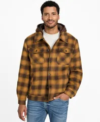 ゲス メンズ アウター ジャケット・ブルゾン プリント シャツ GUESS Mens Check Print Shirt Jacket CurcumaBrown Check ブラウンのサムネイル
