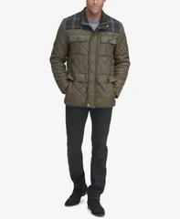 コールハーン メンズ アウター ジャケット・ブルゾン キルティング ジャケット Cole Haan Mixed Media Quilted Jacket Olive オリーブのサムネイル