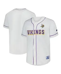 スターター メンズ トップス シャツ ジャージー Starter Mens White Minnesota Vikings Relay FullButton Baseball Jersey Whiteのサムネイル