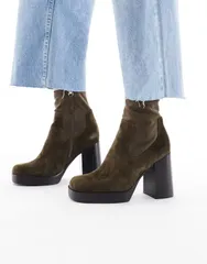 アルド レディース シューズ ブーツ・レインブーツ アンクル ブーツ レザー ヒール ALDO Seraphica block heel high ankle sock boots leather Mのサムネイル