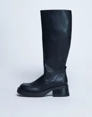 トップショップ レディース シューズ ブーツ・レインブーツ ヒール Topshop Rachel knee high chunky heel boots Black ブラックのサムネイル