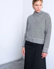 トップショップ レディース アウター カーディガン ニット Topshop knit striped cardigan and scarf and Mono ホワイトのサムネイル