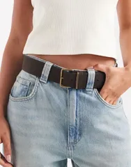 エイソス レディース アクセサリー ベルト ASOS DESIGN waist and hip wide square buckle belt in chocolate Chocolate チョコレーのサムネイル
