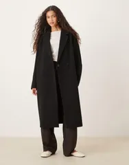 エイソス レディース アウター コート ASOS DESIGN chuck on overcoat Black ブラックのサムネイル