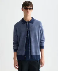 スコッチアンドソーダ メンズ アウター ニット・セーター ポロシャツ カーディガン SCOTCH SODA Mens Polo Dropped Shoulder Cardigan Pageant Blのサムネイル