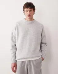 エイソス メンズ アウター ニット・セーター ASOS DESIGN extreme oversized boxy fit knit sweater Gray グレーのサムネイル
