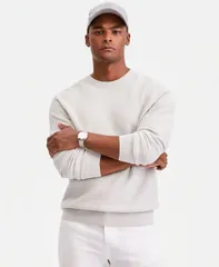 【送料無料】 アルファニ メンズ ニット・セーター アウター Mens Cotton Textured Crewneck LongSleeve Sweater Bleached Oakのサムネイル