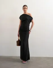 トップショップ レディース トップス ワンピース マキシ Topshop grown on shoulders maxi dress Black ブラックのサムネイル