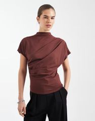 Venica】Twist drape tops / Brown - メルカリ