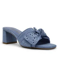 アンクライン レディース シューズ サンダル ヒール Anne Klein Womens Kizmet Knot Block Heel Dressandals Denim Eyelet デニムのサムネイル