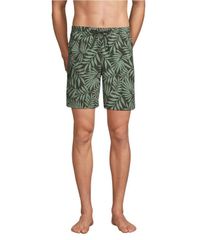 Lands End Men's 7 Inch Volley Hydroliner Swim Trunks, Rich Olive Stipple Palm (Olive)