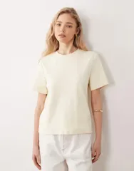 マンゴ レディース トップス Tシャツ Mango classic Tshirt in butter yellow Butter yellow イエローのサムネイル