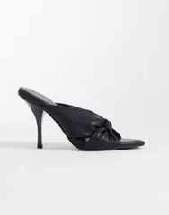 エイソス レディース シューズ サンダル ヒール ASOS DESIGNotice knotted higheel mules Black ブラックのサムネイル