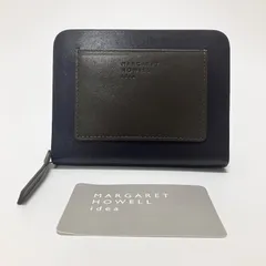 H471 未使用 MARGARET HOWELL idea マーガレットハウエルアイデア 折り財布 二つ折り財布 財布 ラウンドファスナー レディース 本革 レザー 牛革 ネイビー コンパクト  おしゃれ お洒落 かわいい 上品 大人のサムネイル