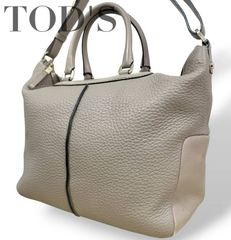 ケ*ー様 トッズ ハンドバッグ ミキーバウレット 2way シボ革 ベージュ