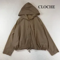 CLOCHE　クロシェ  パーカー　ブルゾン　ナイロン　コットン フード　シャツ　ベージュ　サイズ2 ゆったり　ドロップショルダー 薄手　羽織り　ライトアウターのサムネイル