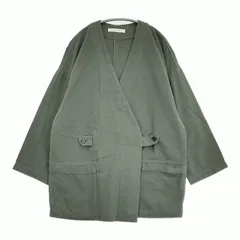 archi ORGANIC TWILL TAB JACKET 定価39600円 AS22-E1 ノーカラージャケット グリーン レディース アーキ【中古】6-0520M∞のサムネイル
