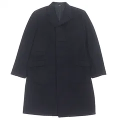 未使用品▼HERMES エルメス カシミヤ100% 牛革 レザーパイピング 比翼仕立て シングル チェスターコート ネイビー 58 イタリア製 正規品 メンズのサムネイル