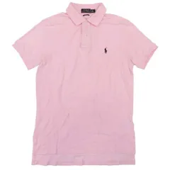 良品 POLO RALPH LAUREN ポロ・ラルフローレン ロゴ刺繍 ポロシャツ カスタムフィット カットソー トップス 鹿の子 半袖 M ピンク メンズ 古着 中古 USED