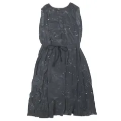 美品 pas de calais パドカレ シルク100％ 総柄 ワンピース ノースリーブ ロング マキシ丈 フレア 36 黒 ブラック レディース 古着 中古 USEDのサムネイル