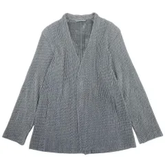 新品同様 HOMME PLISSE ISSEY MIYAKE オム プリッセ イッセイミヤケ 23ss ZIPPER CHAIN pleated プリーツ ノーカラージャケット 1 グレー メンズ 古着 中古 USEDのサムネイル
