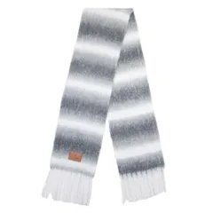 美品 pierre cardin ピエールカルダン グラデーション マフラー ストール ロング フリンジ ウール混 9 グレー ホワイト レディース 古着 中古 USEDのサムネイル